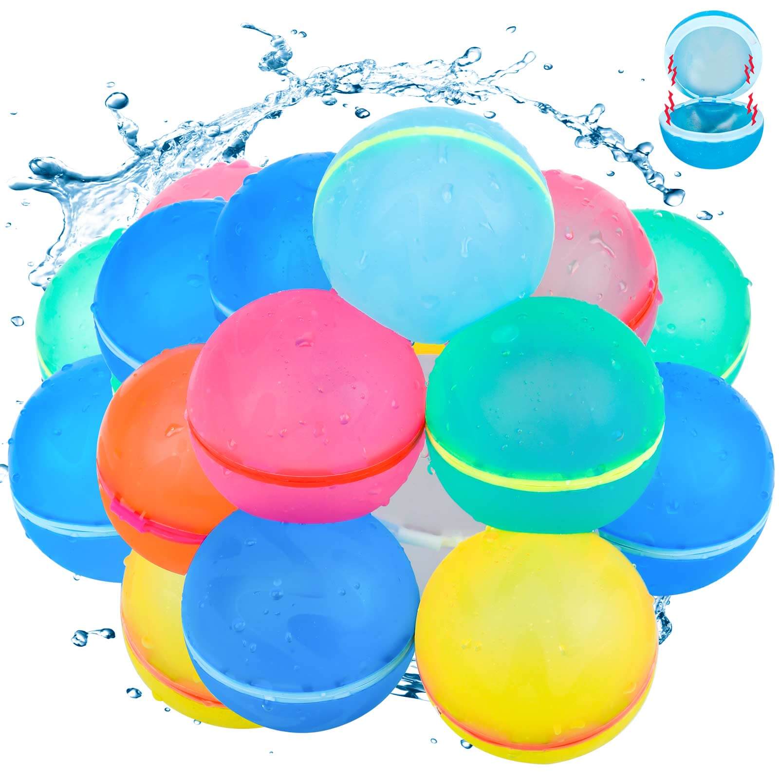 UNEEDE 37 Pcs Pool Toys Set, Reusable Water Balloons and Diving Toys for Kids, Magnetic Water Balloons Quick Fill and Underwater Summer Fun Toys Set