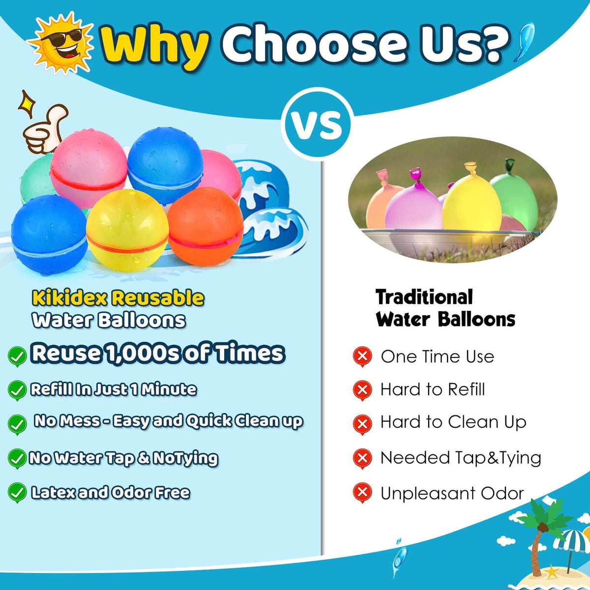 Magnetic Reusable Water Balloons Outdoor Water Summer Fun Toys Birthday Gift