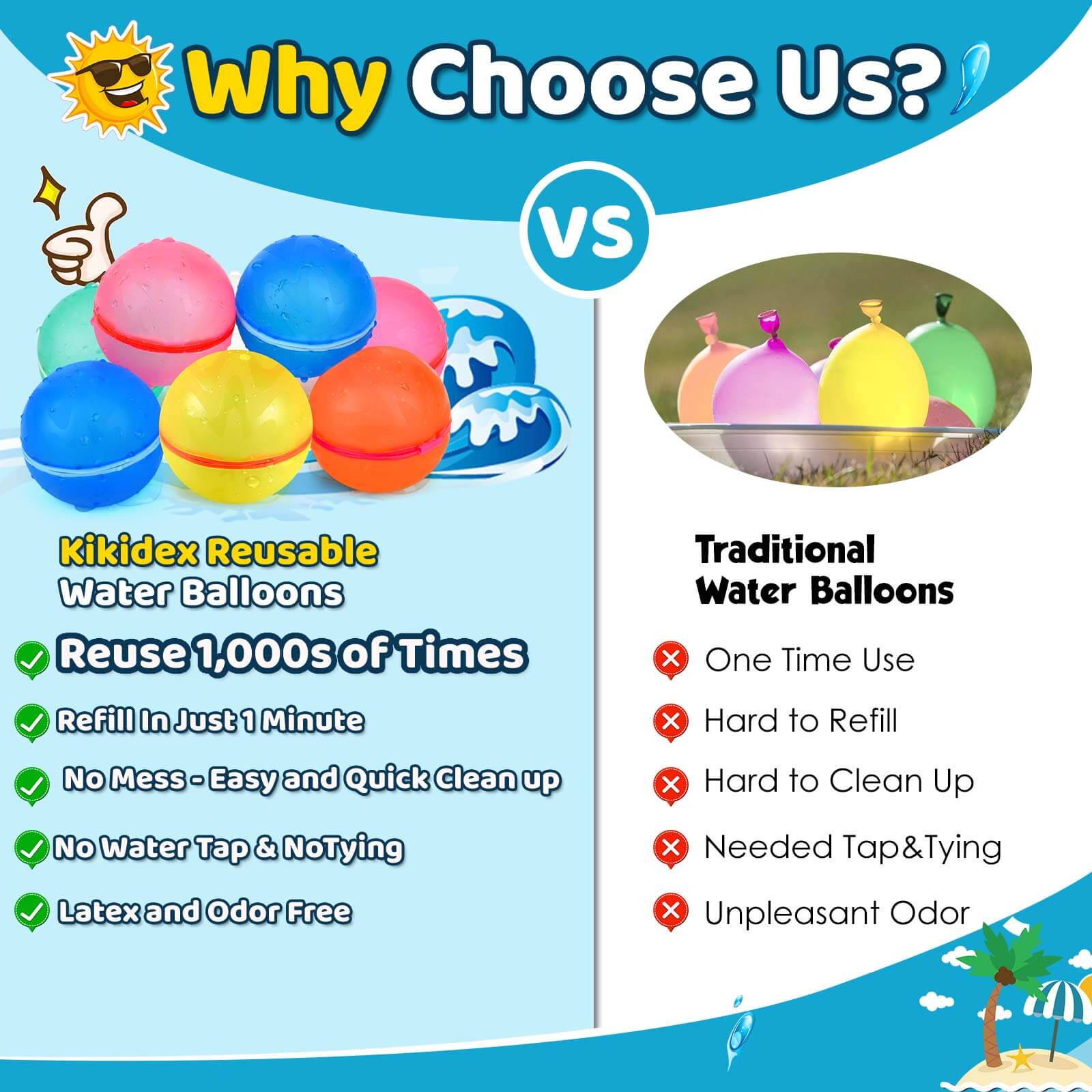 Magnetic Reusable Water Balloons Outdoor Water Summer Fun Toys Birthday Gift