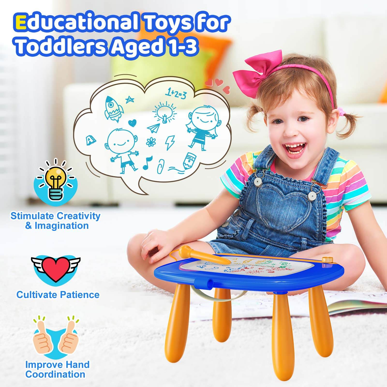 Kikidex Toddler Toys Upgraded Magnetic Drawing Board Toys for Toddlers 1 2 3 Year Olds Birthday Christmas Gifts