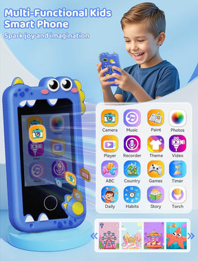 Kikidex Kids Phone for Girls,Toys for Boys Girls Age 3-10 Christmas Birthday Gifts,Touchscreen Kids Toy Cell Phone with Dual Camera,Puzzle Game, Music Player