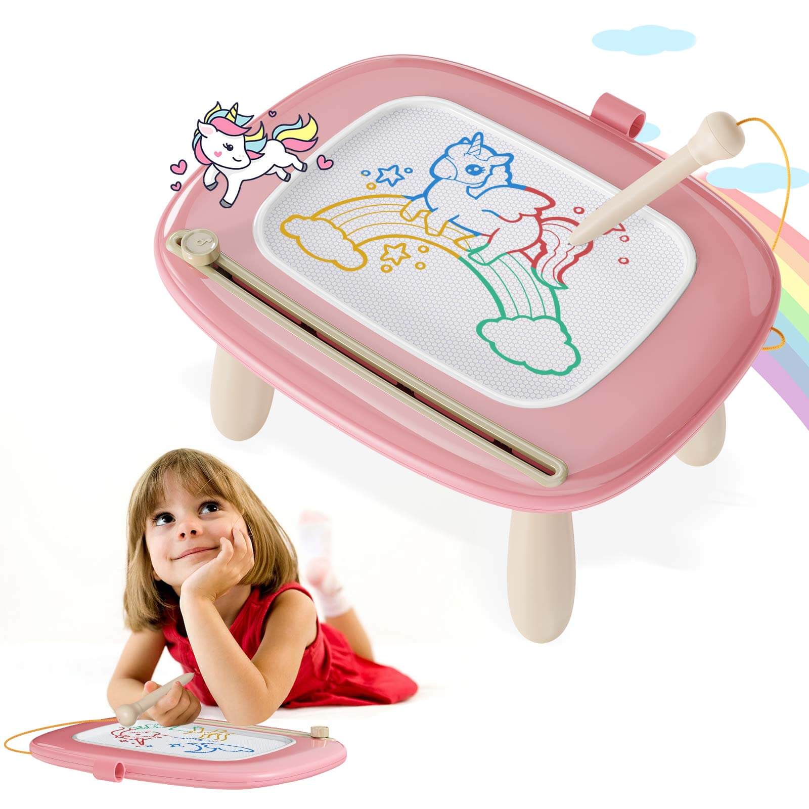 Kikidex Toddlers Toys Age 1-3, Magnetic Drawing Board, Toddler Girl Toys for 1-2 Year Old, Doodle Board Pad Learning and Educati