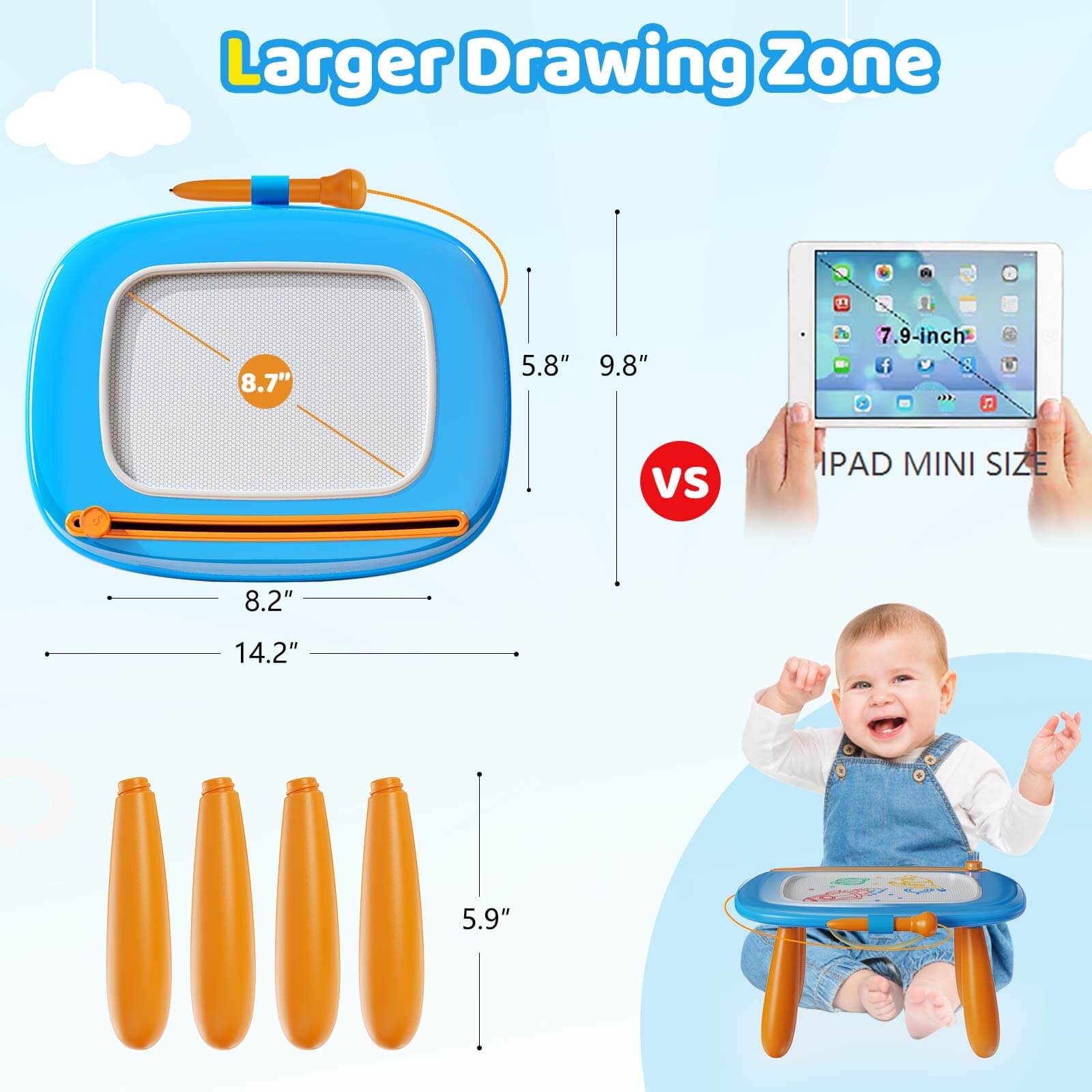 KIKIDEX Toddlers Toys Age 1-3, Magnetic Drawing Board, Toddler