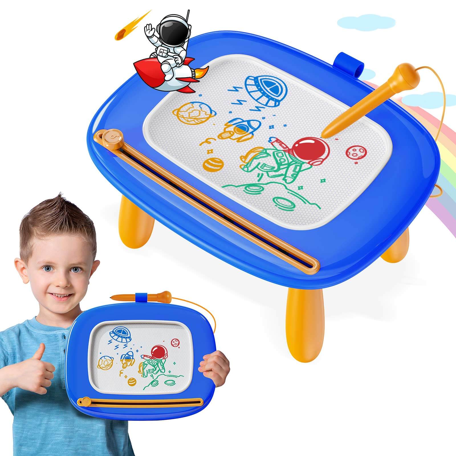 Magnetic Drawing Board Kids Magnet Drawing Board Travel Size Toddler Toys  Sketch,blue，G114317